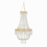 3ft Empire Style Beaded Crystal Chandelier with Gold Ornate Metal Frame Adjustable Hanging#whtbkgd