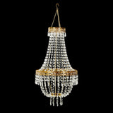 3ft Empire Style Beaded Crystal Chandelier with Gold Ornate Metal Frame Adjustable Hanging Farmhouse