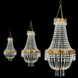 3ft Empire Style Beaded Crystal Chandelier with Gold Ornate Metal Frame Adjustable Hanging Farmhouse