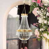 3ft Empire Style Beaded Crystal Chandelier with Gold Ornate Metal Frame Adjustable Hanging Farmhouse