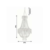 Elegant crystal chandelier with detailed dimensions displayed