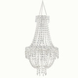 3ft Empire Style Beaded Crystal Chandelier with Silver Ornate Metal Frame, Adjustable#whtbkgd