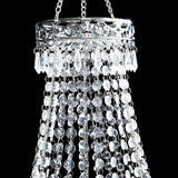 2ft Empire Style Beaded Crystal Chandelier with Silver Ornate Metal Frame, Adjustable Hanging