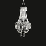 3ft Empire Style Beaded Crystal Chandelier with Silver Ornate Metal Frame, Adjustable