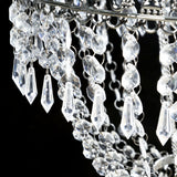 3ft Empire Style Beaded Crystal Chandelier with Silver Ornate Metal Frame, Adjustable
