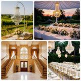 5ft Empire Style Beaded Crystal Chandelier with Silver Ornate Metal Frame, Adjustable