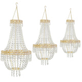 5ft Empire Style Beaded Crystal Chandelier with Gold Ornate Metal Frame, Adjustable Hanging Farmh...