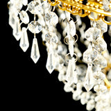 5ft Empire Style Beaded Crystal Chandelier with Gold Ornate Metal Frame Adjustable Hanging Farmhouse