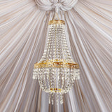 5ft Empire Style Beaded Crystal Chandelier with Gold Ornate Metal Frame Adjustable Hanging Farmhouse