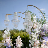 5ft Empire Style Beaded Crystal Chandelier with Silver Ornate Metal Frame, Adjustable