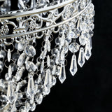 5ft Empire Style Beaded Crystal Chandelier with Silver Ornate Metal Frame, Adjustable