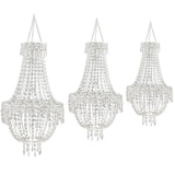 5ft Empire Style Beaded Crystal Chandelier with Silver Ornate Metal Frame, Adjustable Hanging Far...