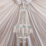 5ft Empire Style Beaded Crystal Chandelier with Silver Ornate Metal Frame, Adjustable