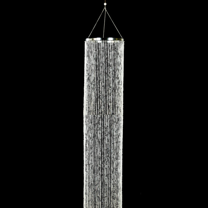 14ft Hanging Beaded Crystal Column Chandelier, Tall Beads Curtain Round