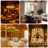 Gold Hanging Metal Floral Chandelier Frame - 32" Circular Lighting, Candle and Floral Display Base