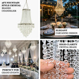2ft Fountain Crystal Beaded Chandelier – Hanging Pendant Light with Silver Metal Frame