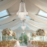 2ft Fountain Crystal Beaded Chandelier – Hanging Pendant Light with Silver Metal Frame