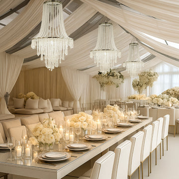 2ft Fountain Crystal Beaded Chandelier – Hanging Pendant Light with Silver Metal Frame & Hook Chain, Elegant Tiered Design