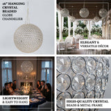 16” Hanging Crystal Beaded Globe Chandelier - Elegant & Versatile Décor
