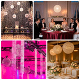 16inch Crystal Globe Chandelier – Hanging Beaded Ball Pendant Light with Silver Metal Hook & Chain