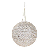 16inch Crystal Globe Chandelier – Hanging Beaded Ball Pendant Light with Gold Metal#whtbkgd