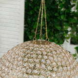 16inch Crystal Globe Chandelier – Hanging Beaded Ball Pendant Light with Gold Metal Hook & Chain