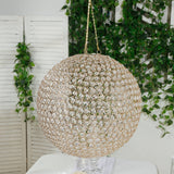 16inch Crystal Globe Chandelier – Hanging Beaded Ball Pendant Light with Gold Metal Hook & Chain