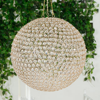 Crystal Globe Pendant Light with Gold Accents