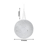 16inch Crystal Globe Chandelier – Hanging Beaded Ball Pendant Light with Silver Metal