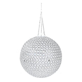 16inch Crystal Globe Chandelier – Hanging Beaded Ball Pendant Light with Silver Metal#whtbkgd
