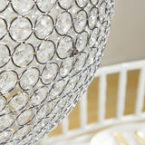 16inch Crystal Globe Chandelier – Hanging Beaded Ball Pendant Light with Silver Metal Hook & Chain