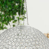 16inch Crystal Globe Chandelier – Hanging Beaded Ball Pendant Light with Silver Metal Hook & Chain