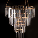 Crystal Pendant Chandelier with Gold Metal Frame, 4-Tier Round Hanging Light Fixture