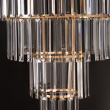 Crystal Pendant Chandelier with Gold Metal Frame, 4-Tier Round Hanging Light Fixture