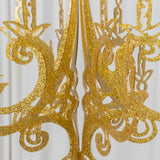 24inch Gold Glittered Acrylic Chandelier Hanging Decor, 3D Interlocking Cutout Design