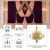 24inch Gold Glittered Acrylic Chandelier Hanging Decor, 3D Interlocking Cutout Design