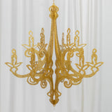 24inch Gold Glittered Acrylic Chandelier Hanging Decor, 3D Interlocking Cutout Design