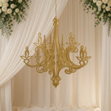 24inch Gold Glittered Acrylic Chandelier Hanging Decor, 3D Interlocking Cutout Design