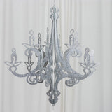 24inch Silver Glittered Acrylic Chandelier Hanging Decor, 3D Interlocking Cutout Design