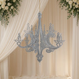 24inch Silver Glittered Acrylic Chandelier Hanging Decor, 3D Interlocking Cutout Design