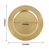 6 Pack | 13Inch Metallic Gold Round Acrylic Plastic Charger Plates, Dinner Party Table Decor