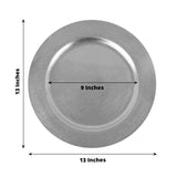 6 Pack | 13Inch Metallic Silver Round Acrylic Plastic Charger Plates, Dinner Party Table Decor
