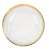 6 Pack 13inch Beaded Clear Gold Acrylic Plastic Round Charger Plate#whtbkgd