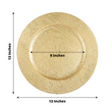 6 Pack | 13inch Gold Embossed Wood Grain Round Acrylic Charger Plates