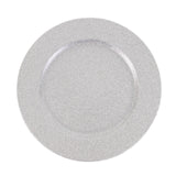 6 Pack | 13inch Silver Dust Free Glitter Acrylic Plastic Round Charger Plates#whtbkgd