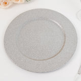 6 Pack | 13inch Silver Dust Free Glitter Acrylic Plastic Round Charger Plates