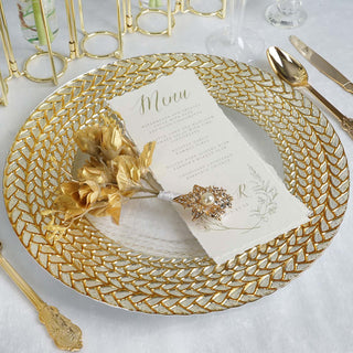 Add Elegance to Your Table with Luxurious Silver/Gold Braided Rim Glass Charger Plates