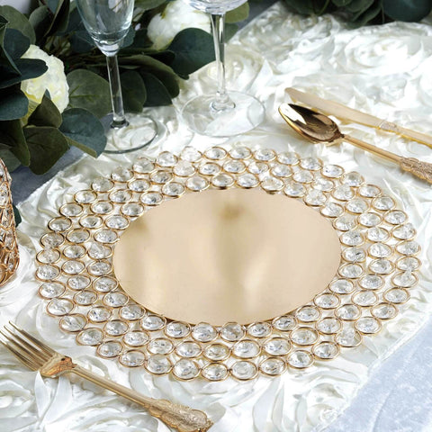 Gold beaded charger plate with place setting