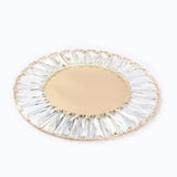 2 Pack 14inch Crystal Pendant Metal Charger Plates – Gold Mirror Glass#whtbkgd_99