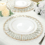 2 Pack 14inch Crystal Pendant Metal Charger Plates – Gold Mirror Glass